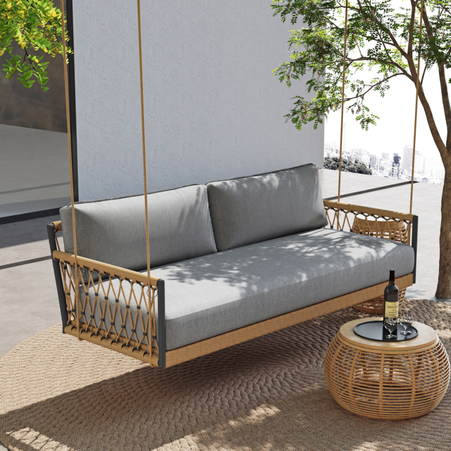 Ropipe Outdoor Aluminium & Rope Weave 2-Seater Swing Sofa in Dark Grey - image 1