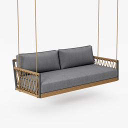 Ropipe Boho 1-Seater Khaki Woven Rope Garden Patio Swing Sofa with Grey Cushion - thumbnail 7