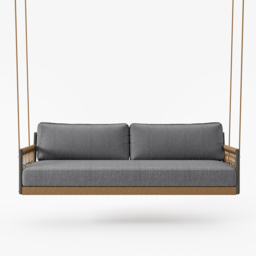 Ropipe Boho 1-Seater Khaki Woven Rope Garden Patio Swing Sofa with Grey Cushion - thumbnail 6