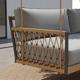Ropipe Boho 1-Seater Khaki Woven Rope Garden Patio Swing Sofa with Grey Cushion - thumbnail 8