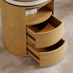 Modern Natural & White 360° swivel L Shaped Executive Desk with Cabinet & 2 Drawers  (59.8'') Home Office Furniture - thumbnail 9