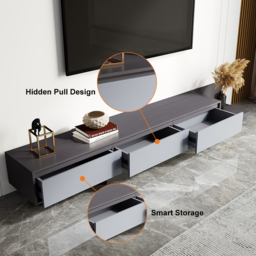 Up to 360 cm Extendable Gray TV Stand Modern Retractable Floor Media Console with 3 Drawers - thumbnail 7