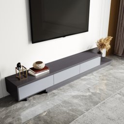 Up to 360 cm Extendable Gray TV Stand Modern Retractable Floor Media Console with 3 Drawers - thumbnail 3