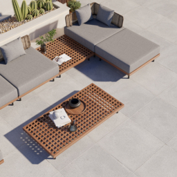 8 PCS L Shaped Outdoor Sectional Sofa Set with Coffee Table Modern Yard & Patio Furniture for 6 Person in Gray Cushion & Pillow Included - thumbnail 6