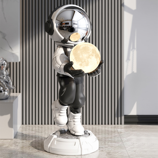 "28.8"" Astronaut Floor Sculpture Figurine Ornament Art Decor with Ball Lamp USB Charging" - image 1
