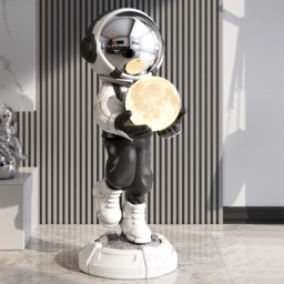 "28.8"" Astronaut Floor Sculpture Figurine Ornament Art Decor with Ball Lamp USB Charging"