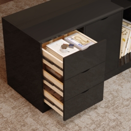 L Shaped Large Executive Office Desk with Drawers & Cabinet Black Office Furniture Left Hand (1800mm) - thumbnail 8