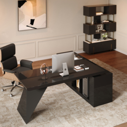 L Shaped Large Executive Office Desk with Drawers & Cabinet Black Office Furniture Left Hand (1800mm) - thumbnail 5
