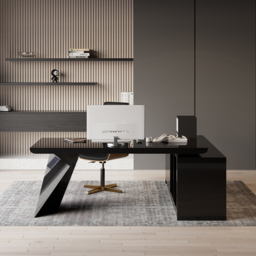 L Shaped Large Executive Office Desk with Drawers & Cabinet Black Office Furniture Left Hand (1800mm) - thumbnail 3