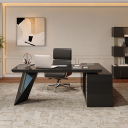 L Shaped Large Executive Office Desk with Drawers & Cabinet Black Office Furniture Left Hand (1800mm) - thumbnail 4