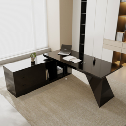 L Shaped Large Executive Office Desk with Drawers & Cabinet Black Office Furniture Left Hand (1800mm) - thumbnail 9