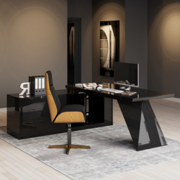 L Shaped Large Executive Office Desk with Drawers & Cabinet Black Office Furniture Left Hand (1800mm) - thumbnail 5