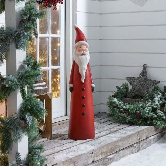 730mm Outdoor Santa Claus Statue Garden Resin Christmas Decor Standing Figurine in Red - image 1