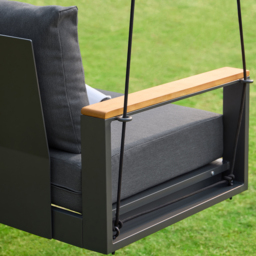 Tevara Solid Wood Garden Hanging Chair Sofa Porch Swing Bench in Grey Cushion & Pillow Included - thumbnail 8