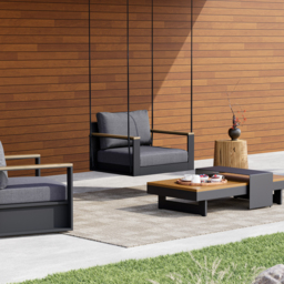 Tevara Solid Wood Garden Hanging Chair Sofa Porch Swing Bench in Grey Cushion & Pillow Included - thumbnail 2