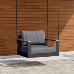 Tevara Solid Wood Garden Hanging Chair Sofa Porch Swing Bench in Grey Cushion & Pillow Included