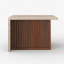 1270mm Modern Kitchen Island Walnut Laminate & 2 Counter Stools Set Storage Cabinet - thumbnail 8