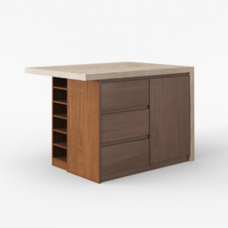 1270mm Modern Kitchen Island Walnut Laminate & 2 Counter Stools Set Storage Cabinet - thumbnail 9