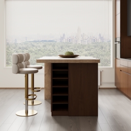 1270mm Modern Kitchen Island Walnut Laminate & 2 Counter Stools Set Storage Cabinet - thumbnail 3