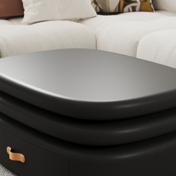3-Tiered Modern Oval Black Pebbles Rotating Coffee Table with Storage - thumbnail 7