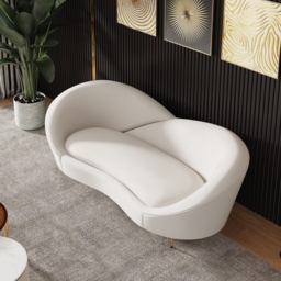 2360mm Modern White Velvet Upholstered Large 3-Seater Curved Sofa - thumbnail 4