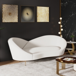 2360mm Modern White Velvet Upholstered Large 3-Seater Curved Sofa - thumbnail 5