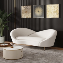 2360mm Modern White Velvet Upholstered Large 3-Seater Curved Sofa - thumbnail 6
