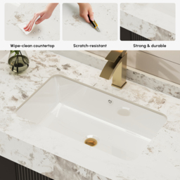 91cm Artis Freestanding Bathroom Vanity Single Sink Vanity Cabinet Sintered Stone Top - thumbnail 7