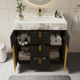 91cm Artis Freestanding Bathroom Vanity Single Sink Vanity Cabinet Sintered Stone Top - thumbnail 4