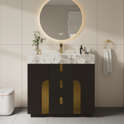 91cm Artis Freestanding Bathroom Vanity Single Sink Vanity Cabinet Sintered Stone Top - thumbnail 1