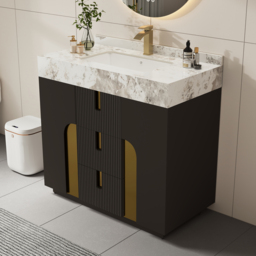 91cm Artis Freestanding Bathroom Vanity Single Sink Vanity Cabinet Sintered Stone Top - thumbnail 2