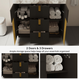 91cm Artis Freestanding Bathroom Vanity Single Sink Vanity Cabinet Sintered Stone Top - thumbnail 8