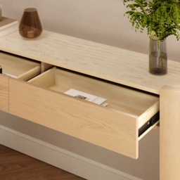 "Japandi 60"" Oval Sintered Stone Console Table With 2 Drawers" - thumbnail 5