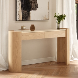 "Japandi 60"" Oval Sintered Stone Console Table With 2 Drawers"