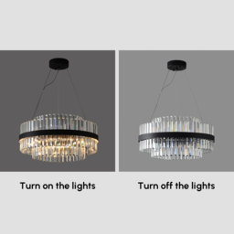 Fixedo Modern Tiered Crystal LED Chandelier in Black Light - thumbnail 7