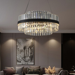 Fixedo Modern Tiered Crystal LED Chandelier in Black Light - thumbnail 4