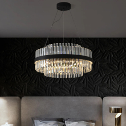 Fixedo Modern Tiered Crystal LED Chandelier in Black Light - thumbnail 2