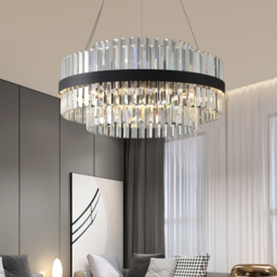 Fixedo Modern Tiered Crystal LED Chandelier in Black Light - thumbnail 5