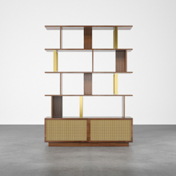 5-Tier Walnut Bookshelf with 2 Drawers Wooden Bookcase in Gold (165 cm High) - thumbnail 6