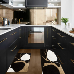 2PCS Abstract Gold&Black Diatom Mud Running Mat Non-slip Absorbent Kitchen Rug Set - thumbnail 8