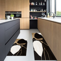 2PCS Abstract Gold&Black Diatom Mud Running Mat Non-slip Absorbent Kitchen Rug Set - thumbnail 3