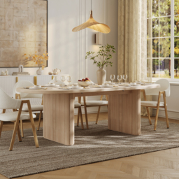 200 cm - 240 cm Oval Dining Table Extendable Butterfly Leaf for 8 Fluve Whitewash Kitchen Expandable Table for Small Spaces - thumbnail 4