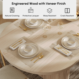 200 cm - 240 cm Oval Dining Table Extendable Butterfly Leaf for 8 Fluve Whitewash Kitchen Expandable Table for Small Spaces - thumbnail 8