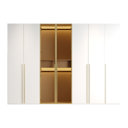 White & Gold Modern Extra Wide Wardrobe with Clear Glass Door Storage with Sensor Light - thumbnail 9
