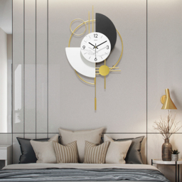 3D Mute Metal Wall Clock with Gold Pendulum Modern Round Decor Art Living Room Bedroom - thumbnail 4
