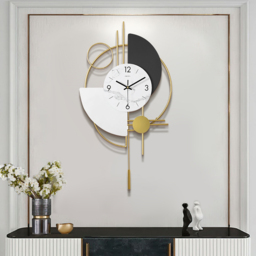 3D Mute Metal Wall Clock with Gold Pendulum Modern Round Decor Art Living Room Bedroom - thumbnail 7