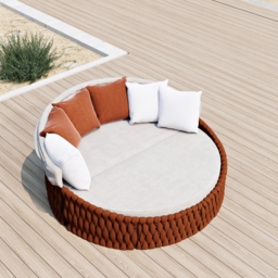 Cocaro 2 PCS Adjustable Patio Outdoor Daybed Round Sectional with Canopy Exterior Furniture in Warm White Cushion & Pillow Included - thumbnail 5