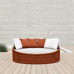 Cocaro 2 PCS Adjustable Patio Outdoor Daybed Round Sectional with Canopy Exterior Furniture in Warm White Cushion & Pillow Included - thumbnail 4