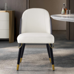 Set of 2 Modern Dining Chairs PU Leather with Upholstered Grey Dining Room Chairs - thumbnail 2
