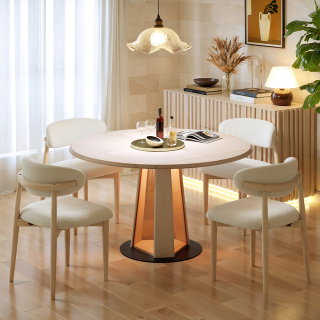 90 - 120 cm Solid Wood Extendable Dining Table with Light - image 1
